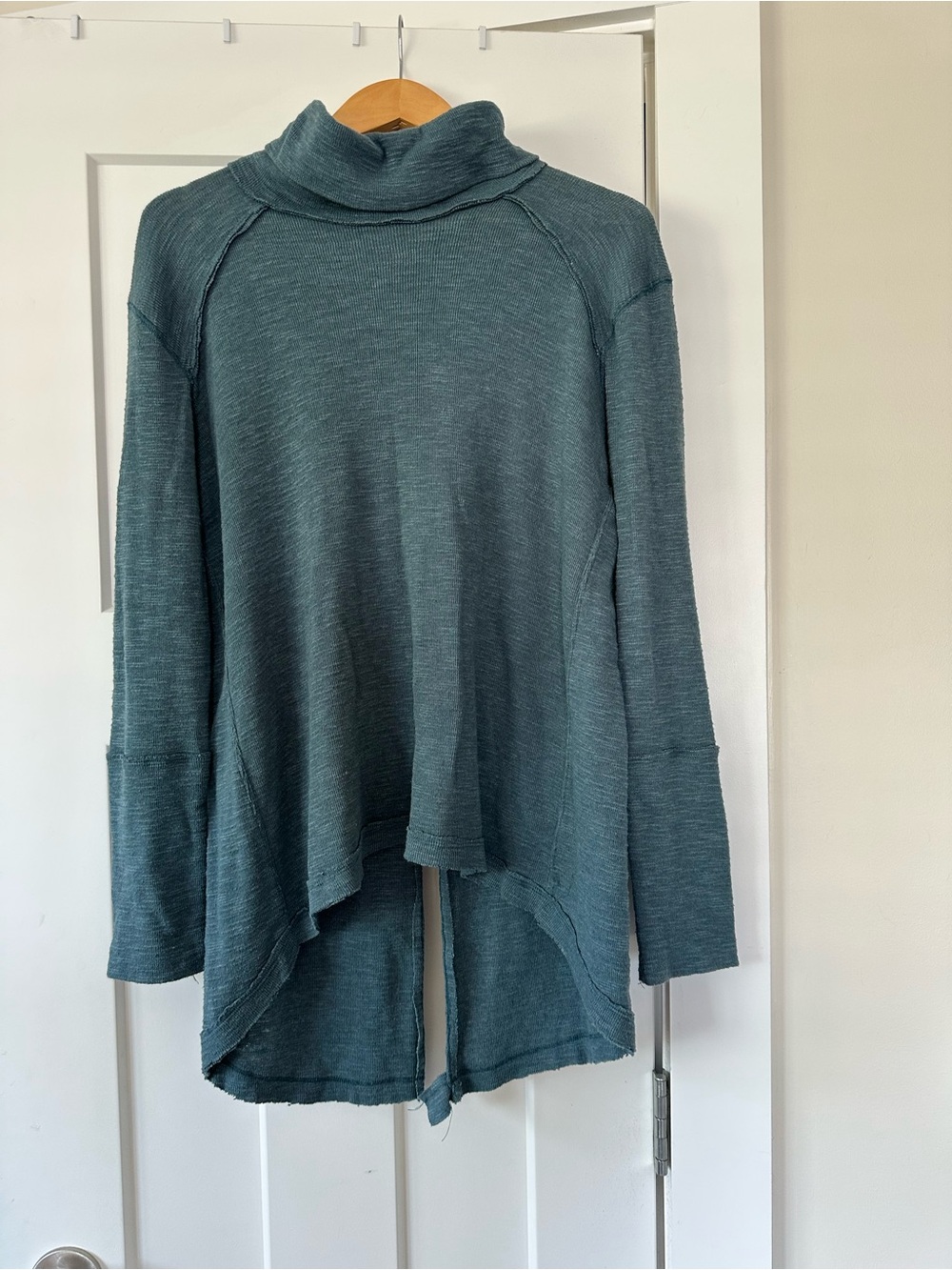 We The Free Teal Relaxed Turtleneck High-Low Sweater
